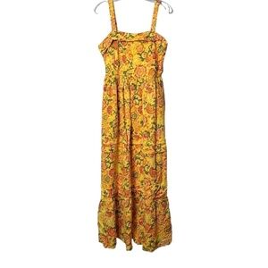 Band Of The Free Womens Yellow Floral Tiered Flowy Dress XS